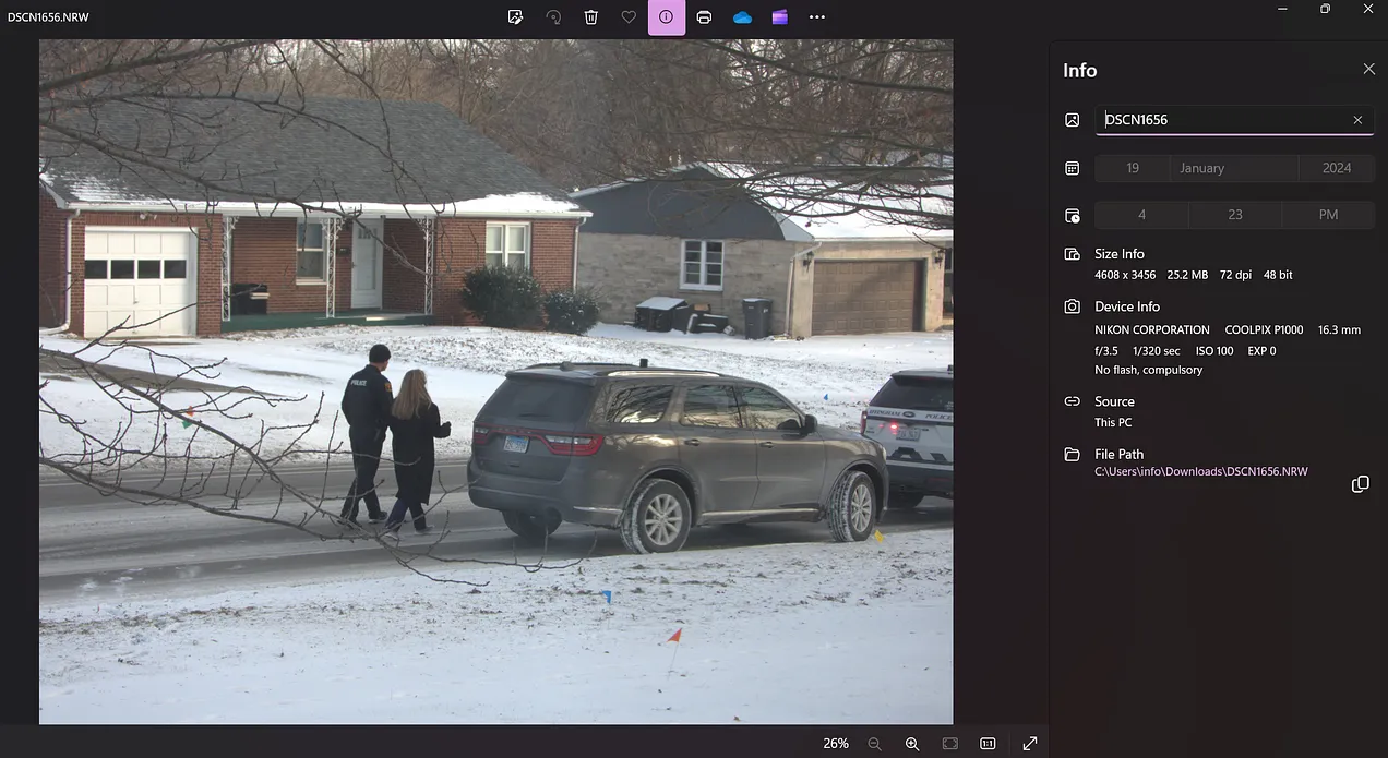 U.S. Secret Service Special Agent Sandy Lane is seen leaving a private residence with local police, on January 19th, 2024.