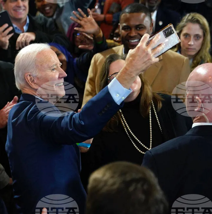 Special Agent Lane, (top right) appears in very close proximity to Joe Biden at the LIUNA Training Center, Wednesday, Feb. 8, 2023, in DeForest, Wisconsin.